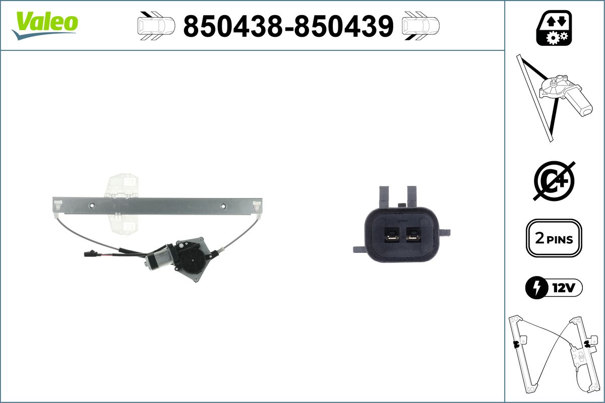 Mecanism actionare geam 850438 VALEO